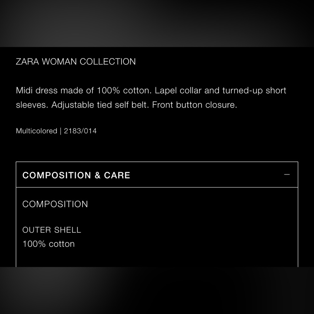 Zara printed shirt dress ZW collection 2183/014 - Picture 5 of 11